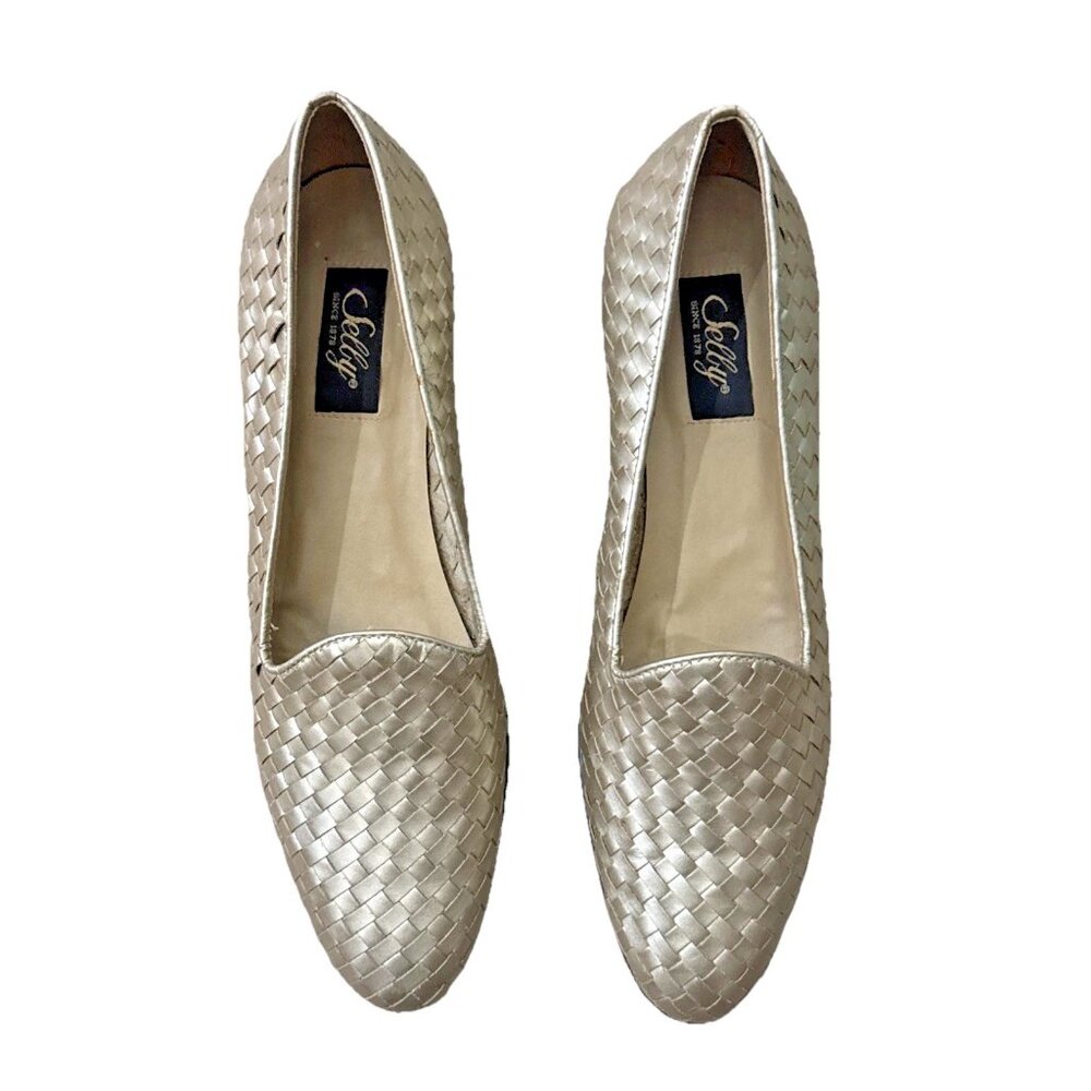 Selby Light Gold Woven Leather Slip On Shoes Size 12 M